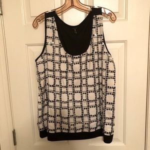 White Black Sleeveless Sequin Blouse